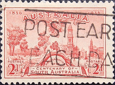 Австралия 1936 год . Дерево провозглашения и место Аделаиды, 1836 год . Каталог 0,50 €  (3)